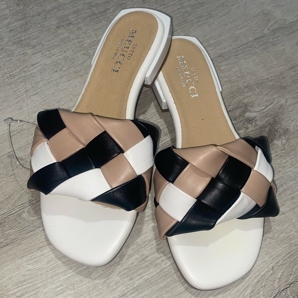 NWOT Sesto Meucci Merle Leather Woven Sandal